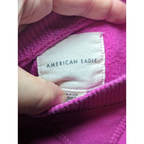 Hot Pink AE American Eagle Pullover Sweatshirt Sweater Preppy Teen Top Small - Picture 8 of 16